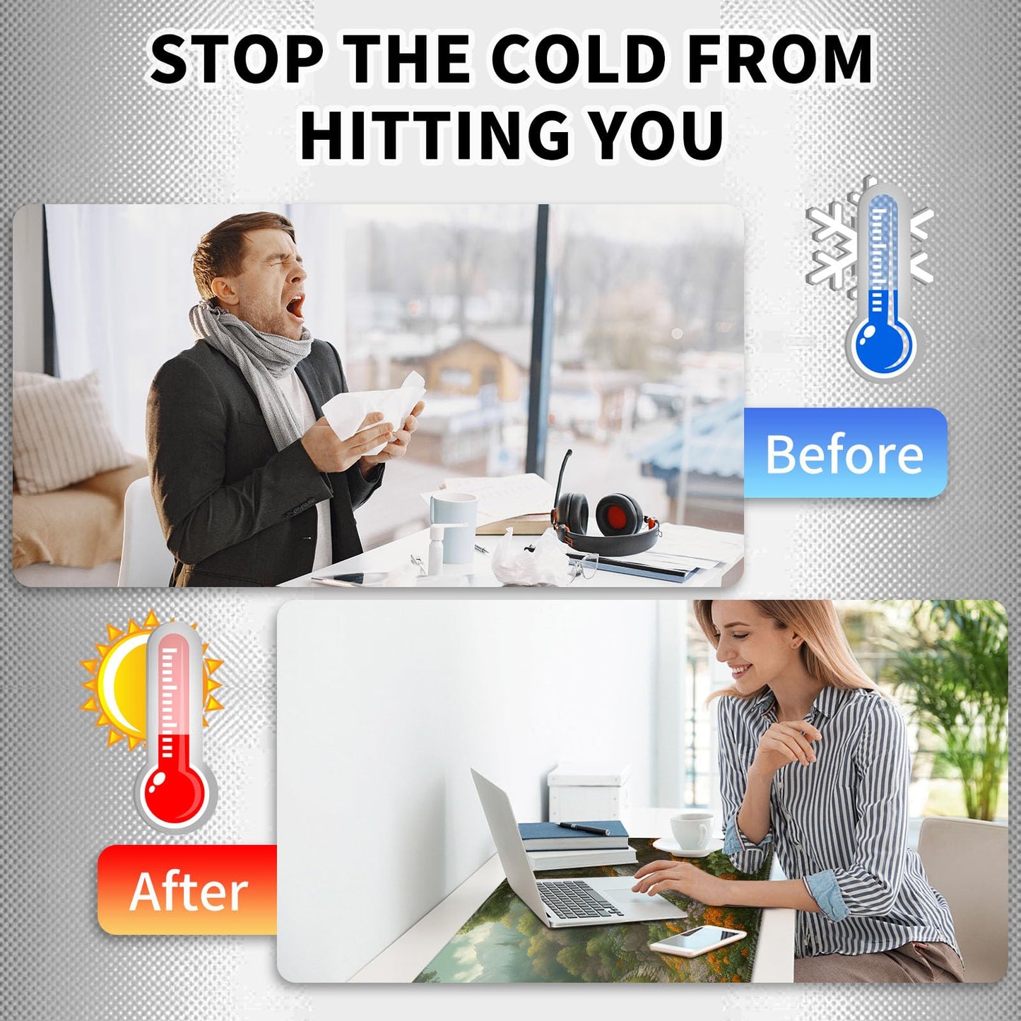 Heated Mouse Pad Hand Warmer, Warm Desk Pad Mousepad Desk Mat with 3 Levels Heating and 3 Hours Auto Shut Down 31.5 x 13 inch PU Leather Warmer Keyboard Mat for Gaming Laptop Office Home, Forest Art
