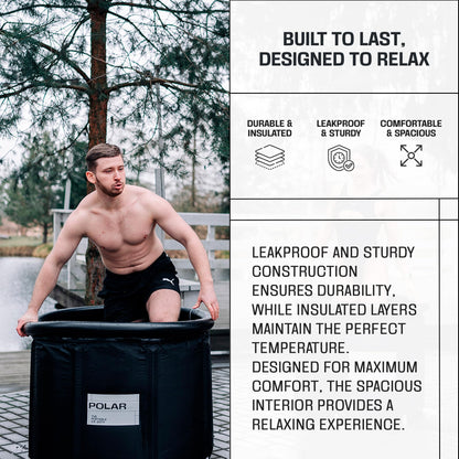 Premium Portable Ice Bath Tub for Athletes – 99-Gallon Cold Plunge Pool with Easy Drainage System – Durable PVC, Foam, and Nylon Layers – Tear-Resistant and Waterproof for Muscle Recovery