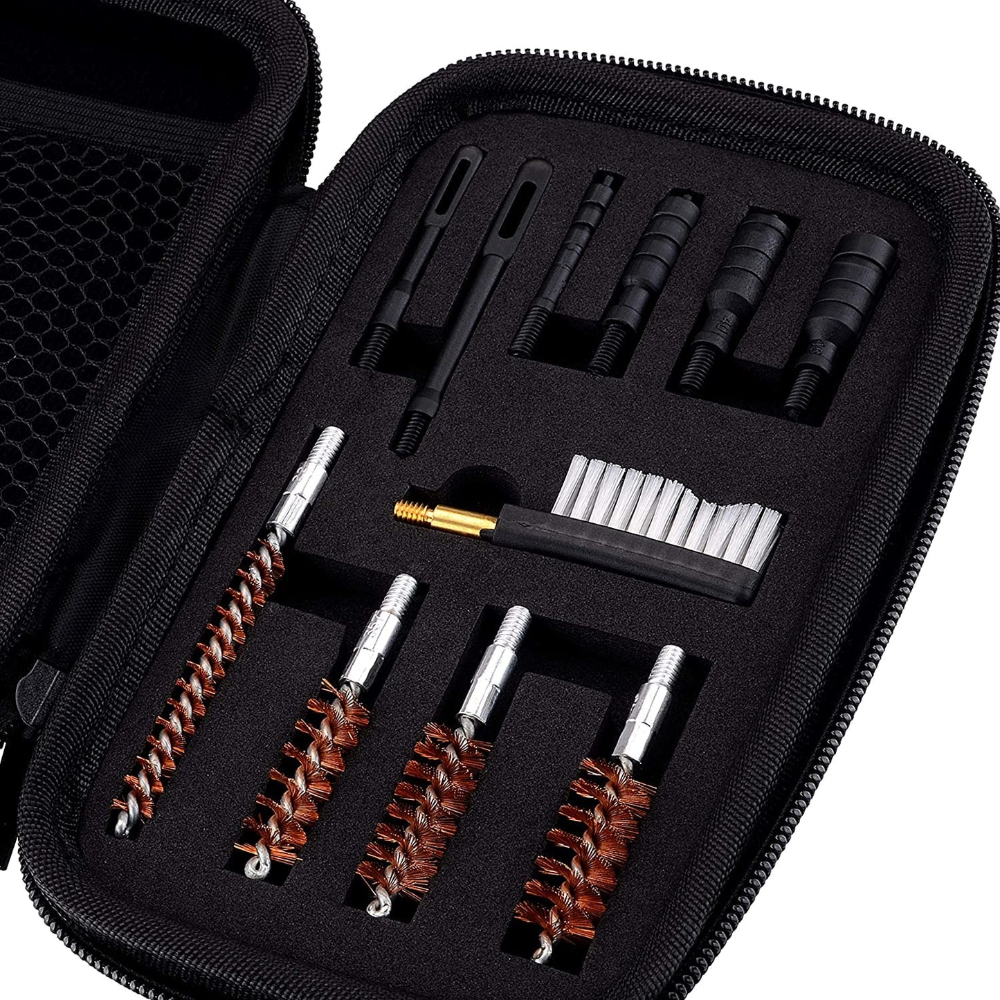 BOOSTEADY Universal Handgun Cleaning kit .22.357/.38/9mm.45 Caliber Pistol Cleaning Kit Brush Jag with Flexible Coated Cable and Empty Bottle in Zippered Case