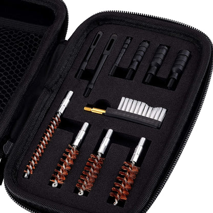 BOOSTEADY Universal Handgun Cleaning kit .22.357/.38/9mm.45 Caliber Pistol Cleaning Kit Brush Jag with Flexible Coated Cable and Empty Bottle in Zippered Case
