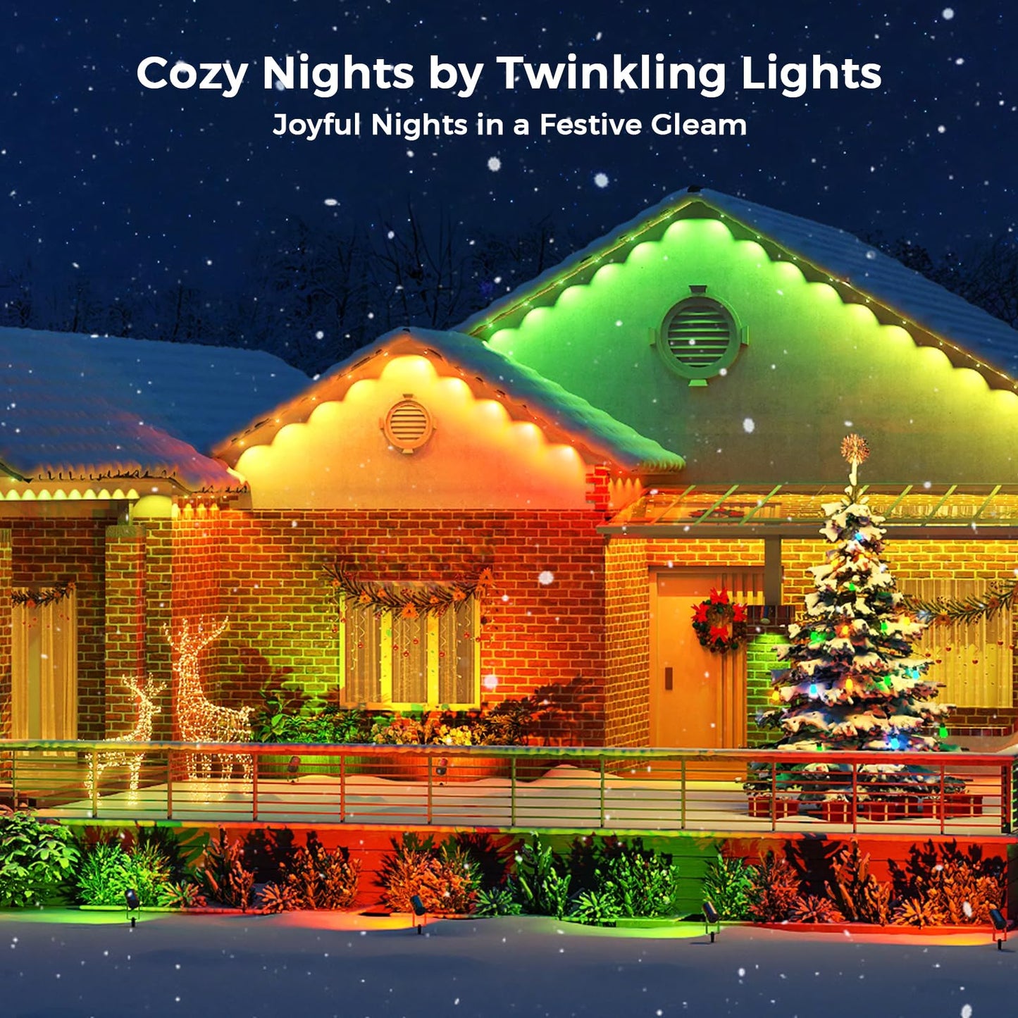 LunaSync Permanent Outdoor Lights, 150ft RGBIC Smart LED Eaves Lights with App & Remote Control, IP67 Waterproof, 50 Scene Modes for Christmas, Holiday, Pool Party & Daily Decor