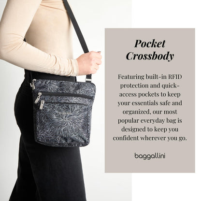Baggallini Pocket Crossbody Bags for Women 8x8 Small Lightweight Durable Water-resistant Travel Purse W/Rfid