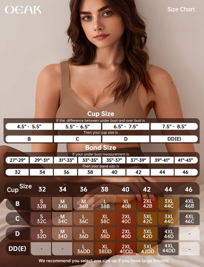OEAK Womens Wireless Bras V Mesh Comfortable Bralette Supportive Tshirt Bra No Underwire Seamless Push Up Everyday Bras