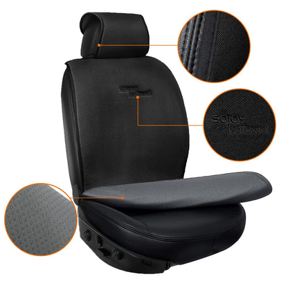 Sojoy IsoTowel Car Seat Cover for Front Seat,Microfiber Breathable Cloth Seat Protector,with Quick-Dry Non-Slip Back for All Workouts,All-Weather (Carbon Black, 1 Pcs)