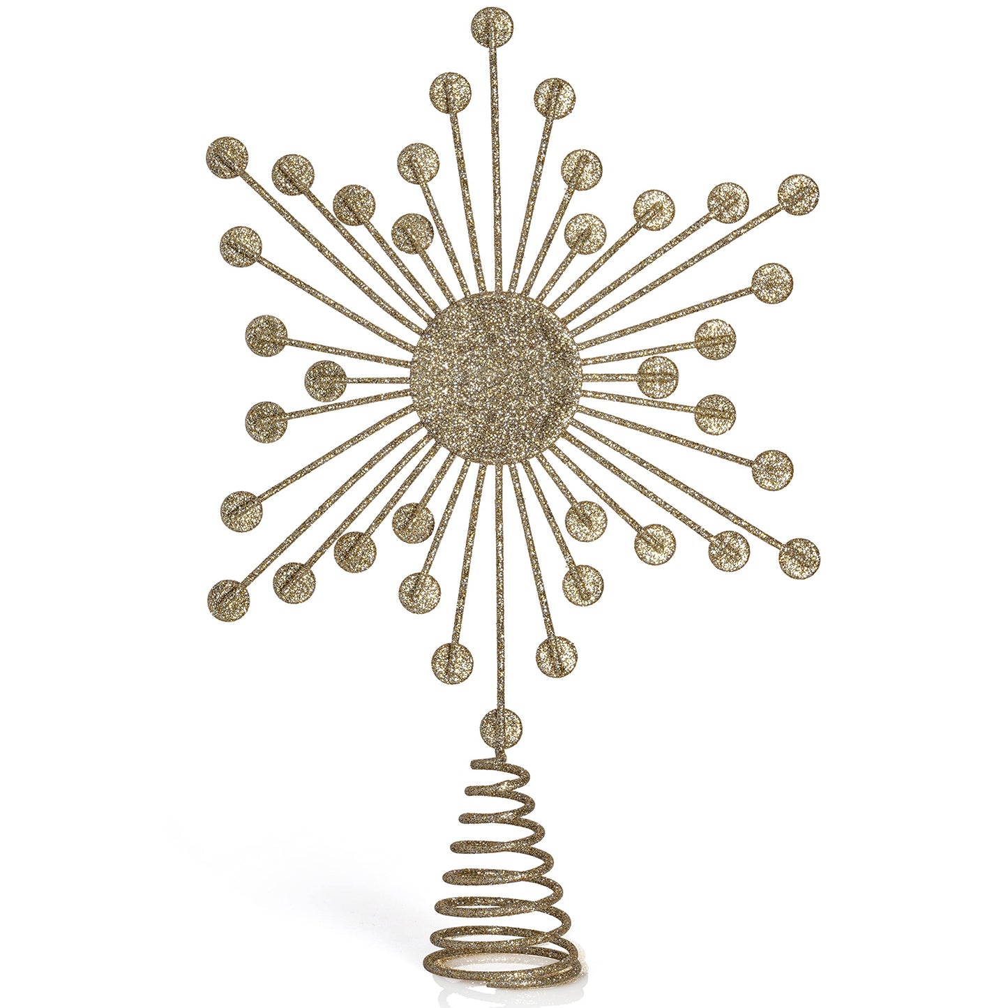 Ornativity Jewel Star Tree Topper - Gold Glitter Sparkling Metal Wire Xmas Star Topper with Sparkly Gem Finish Christmas Tree Top Holiday Decor Ornament Decoration 12"