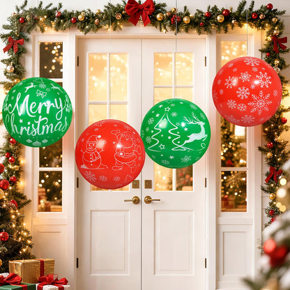TaoQ C 4 PCS 16 Inch Christmas Inflatable Balloons PVC Hanging Christmas Inflatable Outdoor Balls for Xmas Garden Lawn Yard Holiday Front Door Decoration