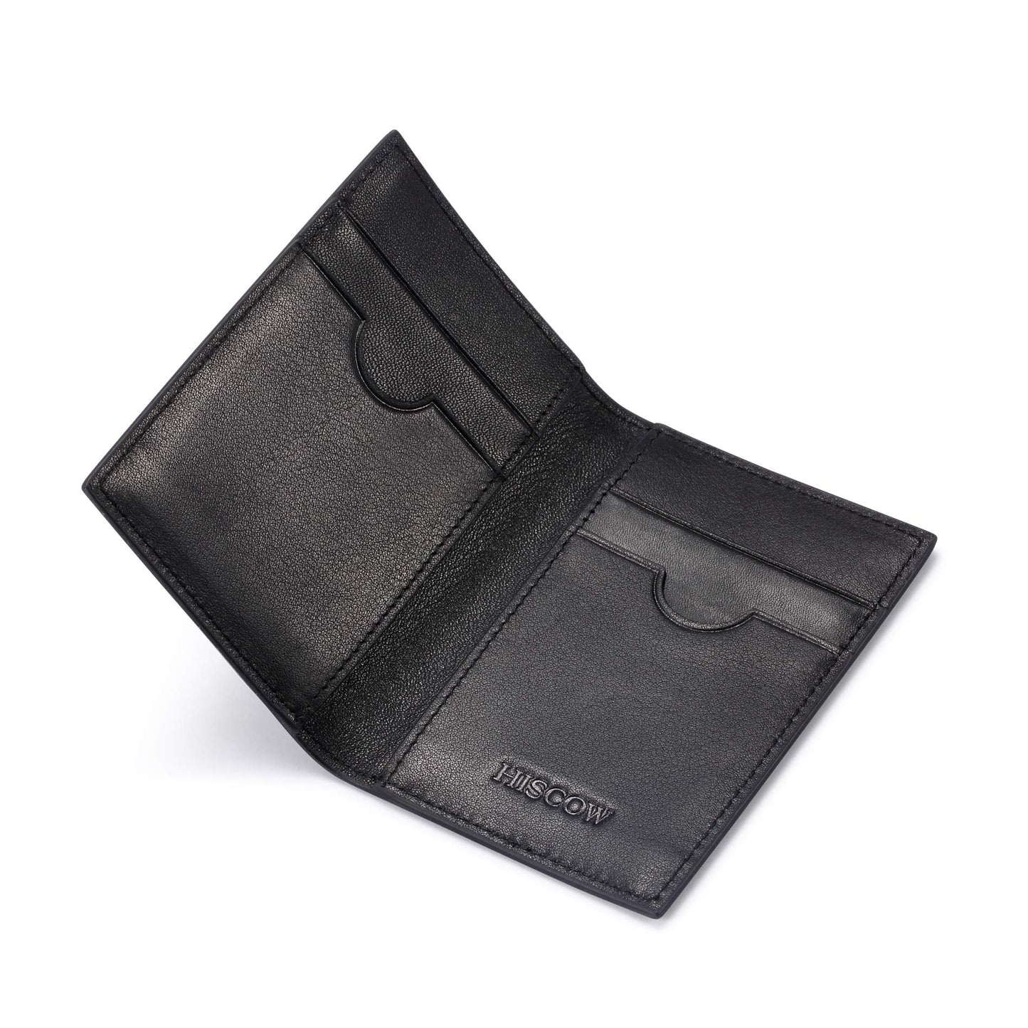 HISCOW Slim Leather Credit Card Holder 4cc for Men & Women, Italian Calfskin (Black)