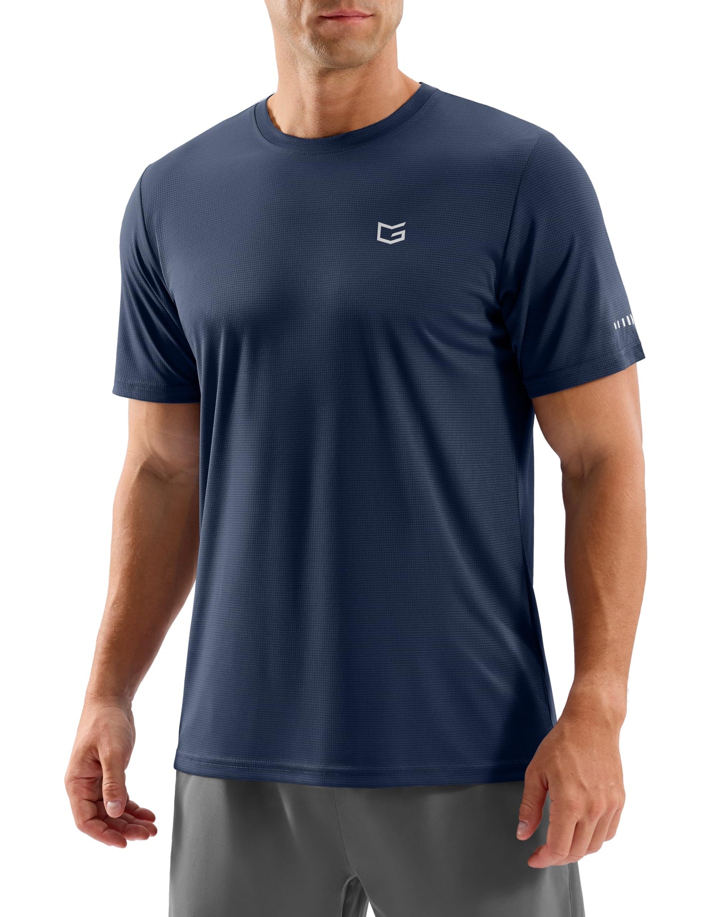 Men's Workout Breathable T-Shirts Dry Fit UPF 50+ Sun Shirts Quick Dry Cooling Tee for Athletic, Running, Hiking (Indigo Navy, L)