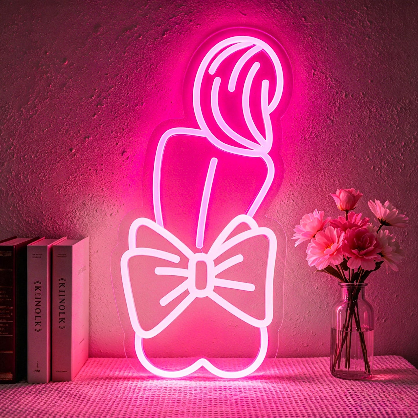 Gdbkabf Bow Lady Neon Sign, Neon Signs for Wall Decor Neon Pink LED Signs Room Neon Light Up Signs Home Decor for Bedroom Club Party Bar Shop USB Operated