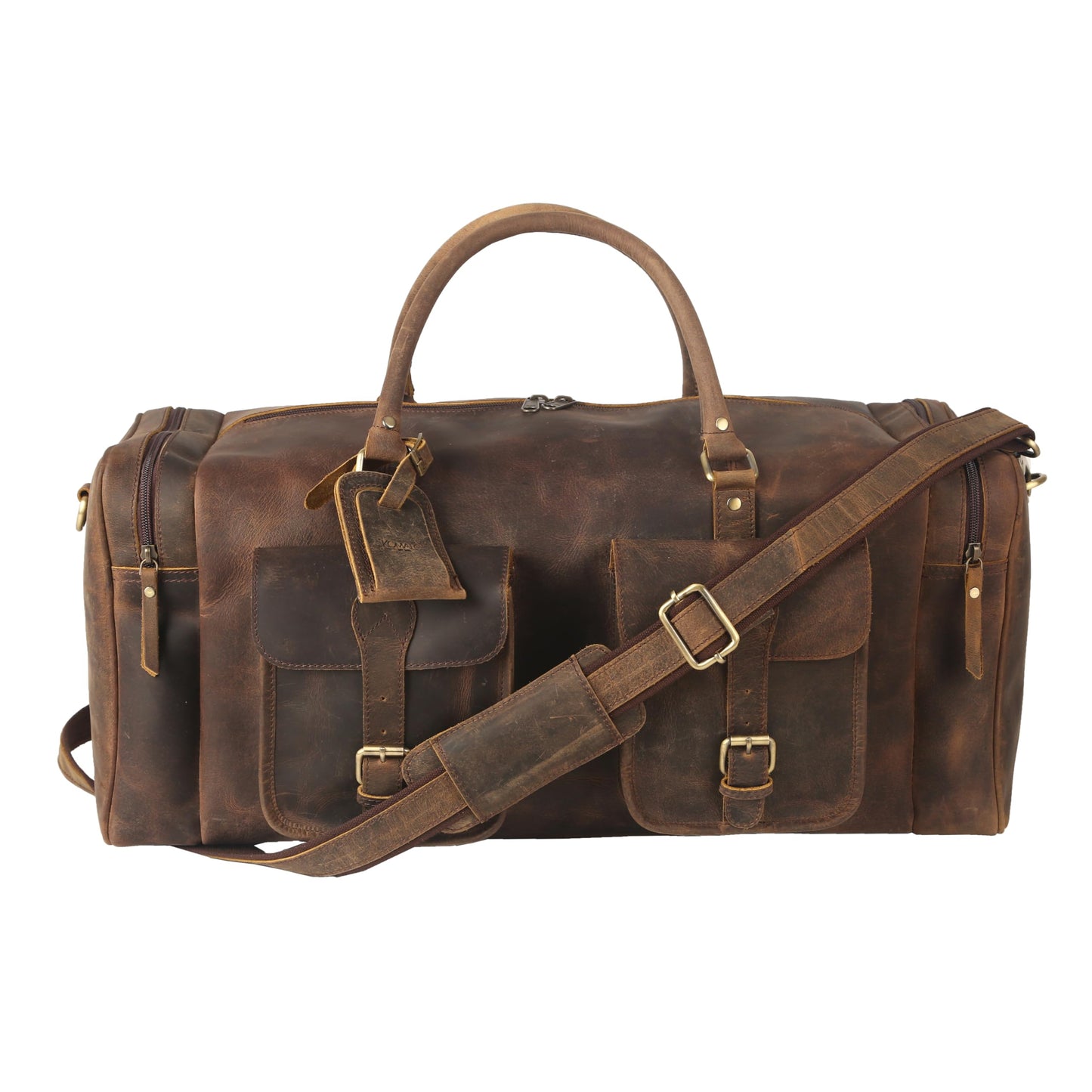 KomalC 24 inch Duffel Bag Travel Sports Overnight Weekend Leather Duffle Bag for Gym Sports Cabin Holdall bag