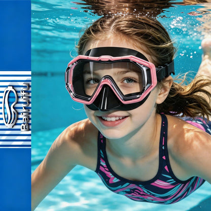 Bairuifu Kids Swim Goggles Snorkel Mask, Latest 3-Window Lens Wide Vision, Crystal Clear, Swimming Goggles Soft Nose Cover