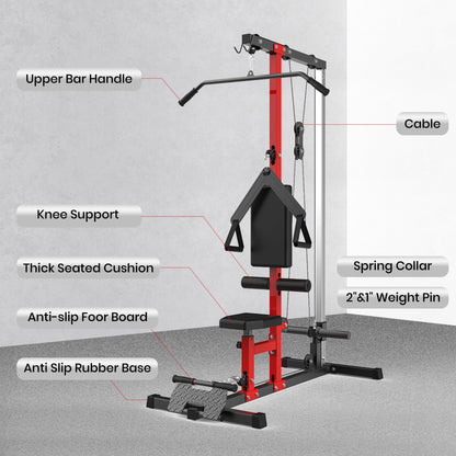 TROPOW LAT Pulldown Machine, Multi-Functional Cable Machine with High and Low Pulley Station, Row Cable Machine Home Gym with Leg Support, Tricep Workout Equipment
