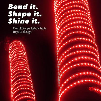 WYZworks 108LEDs 10ft LED Outside Rope Lights, Outdoor ETL Certified Waterproof Permanent 360 Degree Light Emitting, Flexible Tube, Connectable, Christmas Palm Tree Exterior Landscape, Red