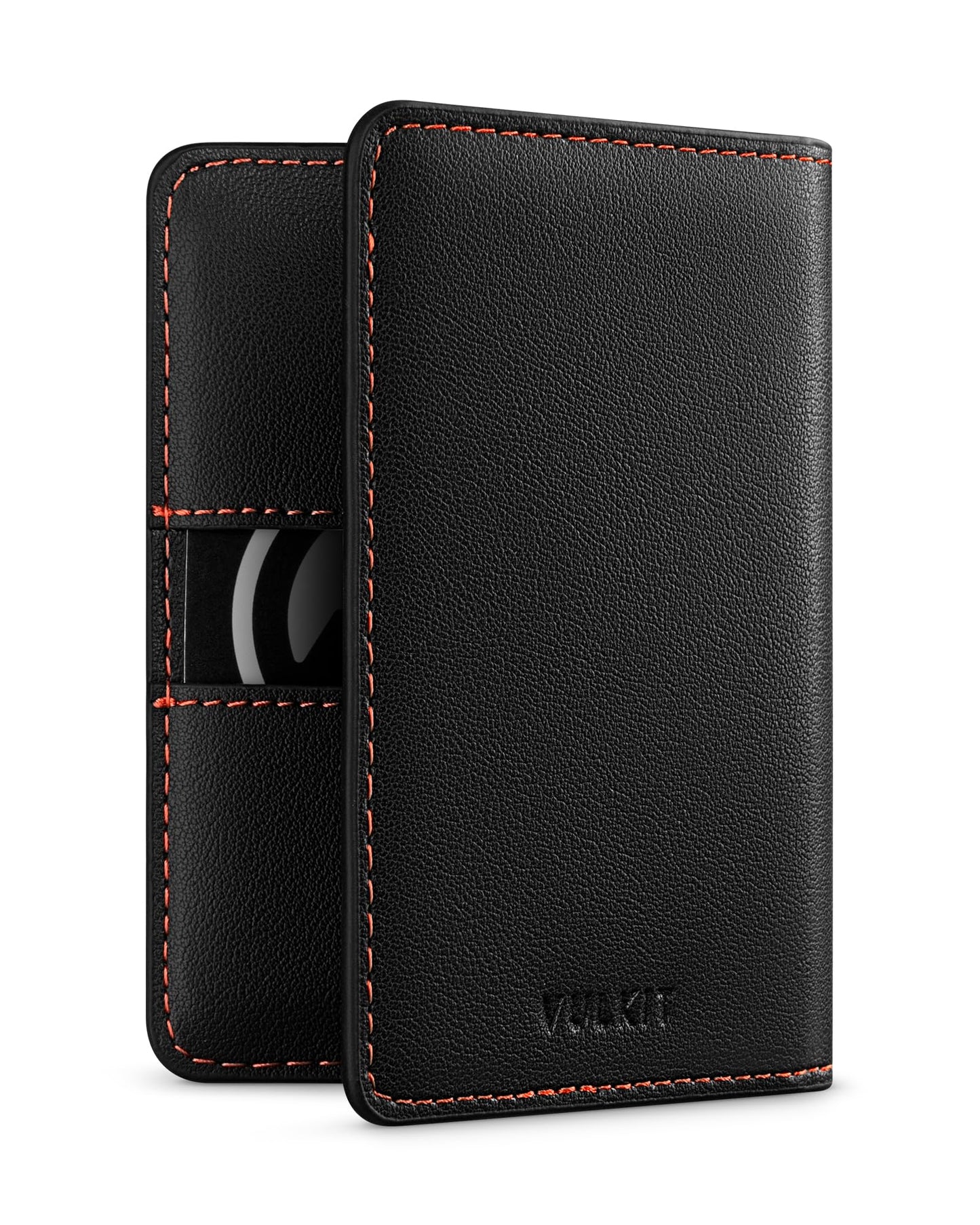 VULKIT Leather Slim Bifold Credit Card Holder for Max 8 Cards, Black