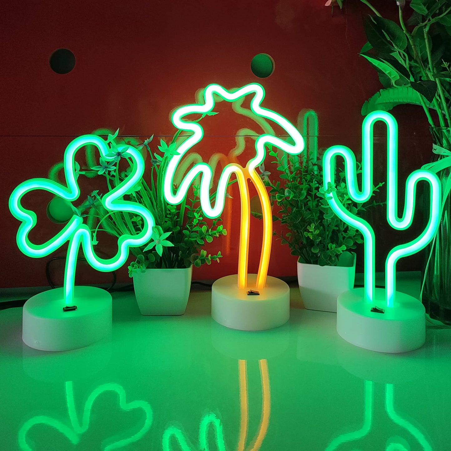 JYWJ Neon Signs with Holder Base,USB or 3-AA Battery Powered Neon Light,LED Table Decoration,Bedroom Wall Decoration,Birthday Gift,Wedding Supplies Business Gift (Christmas Tree)