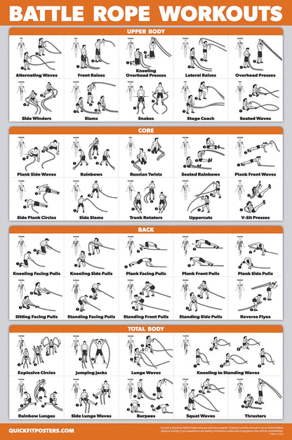 20 Pack - Exercise Poster Set, Dumbbell, Suspension, Battle Rope, Stretching, Bodyweight, Barbell, Yoga, Exercise Ball, Muscular, Kettlebell, Resistance Bands and More (LAMINATED, 18" x 24")