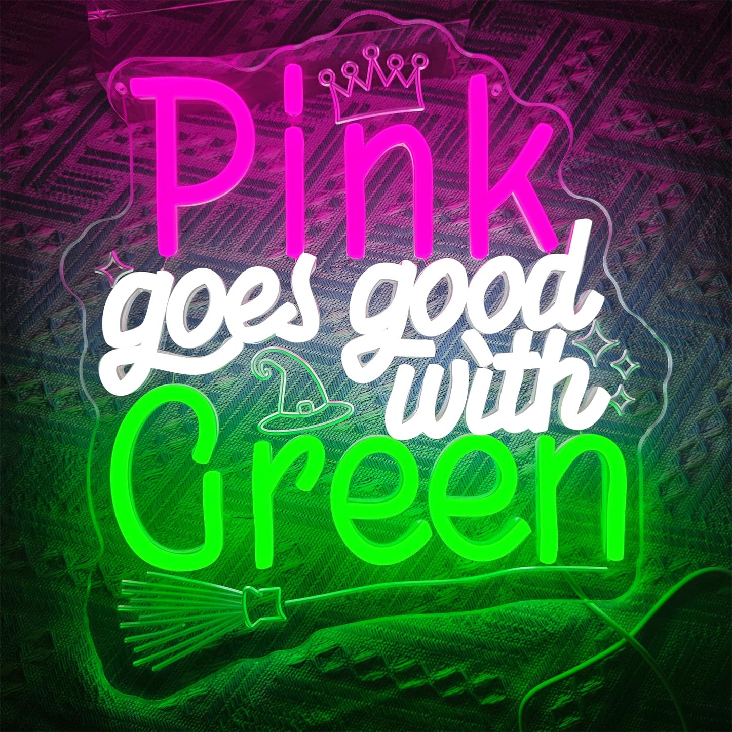 Pink and Green Neon Signs Witch Neon Sign Pink Goes Good with Green Neon Sign for Wall Decor Christmas Gifts for Fans Party Wall Decor