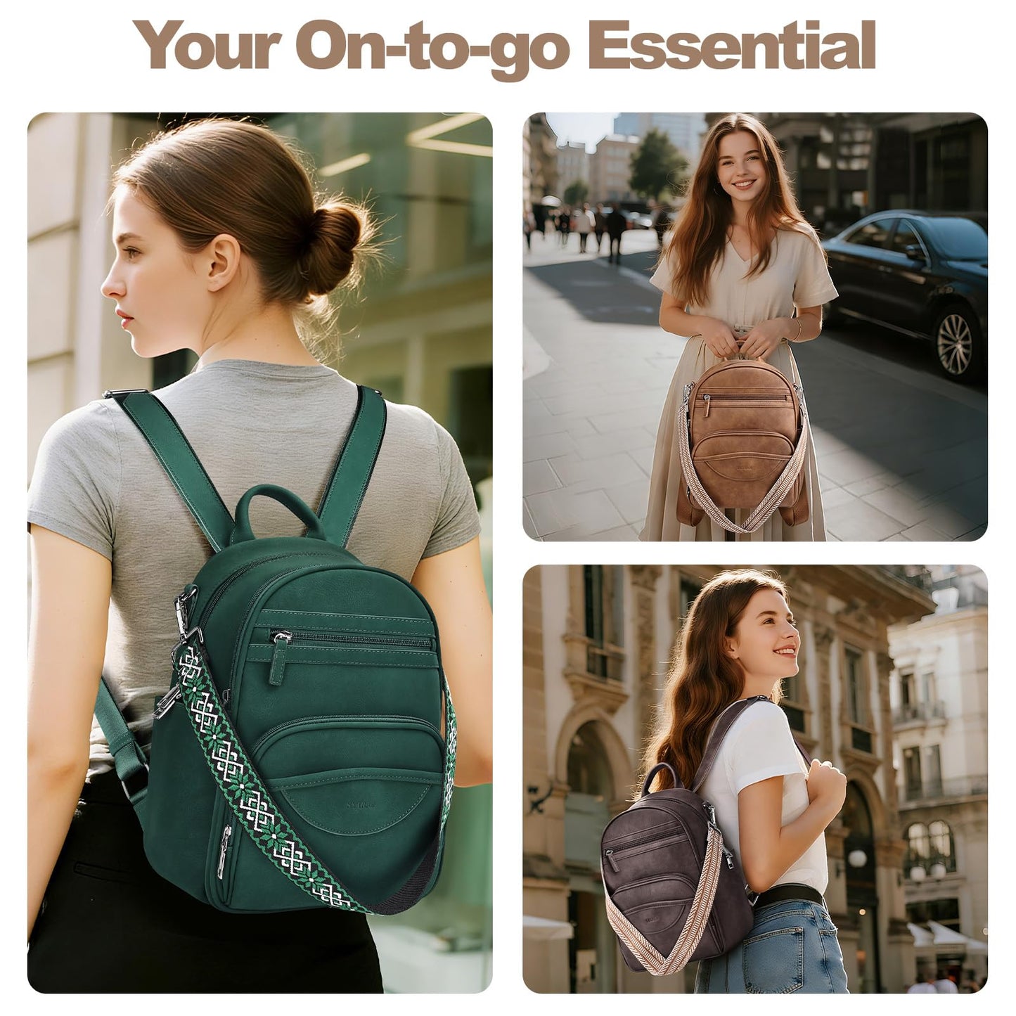 SYTRAH Small Backpack Purse for Women, Mini Backpack Vegan Leather with RFID Blocking & Tablet Pocket, Cute Shoulder Handbag for Travel, School & Work Brown