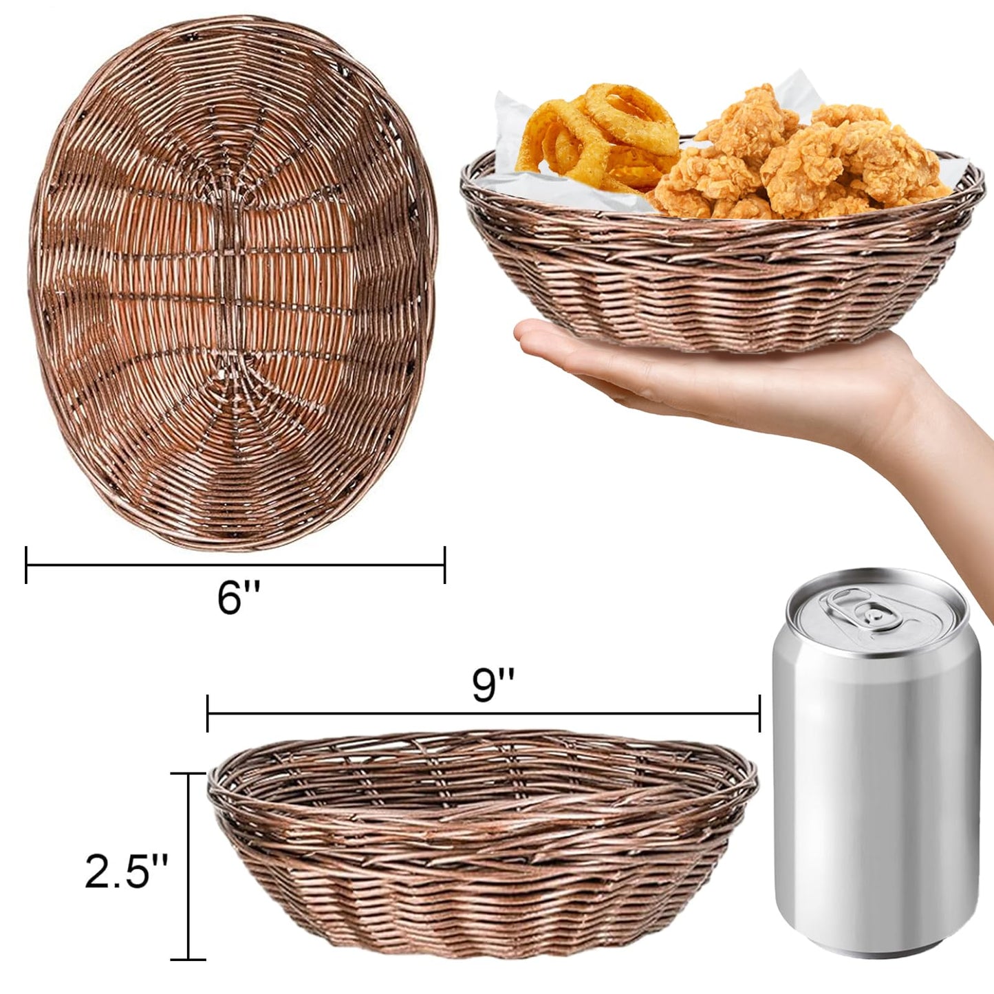 Yesland 16 Pcs Plastic Oval Basket for Gifts Empty, Small Bread Basket Food Storage Baskets with Clear Gift Bags and Colorful Pull Bows, 9 X 6 X 2.5 Inches Bin for Kitchen Restaurant Christmas
