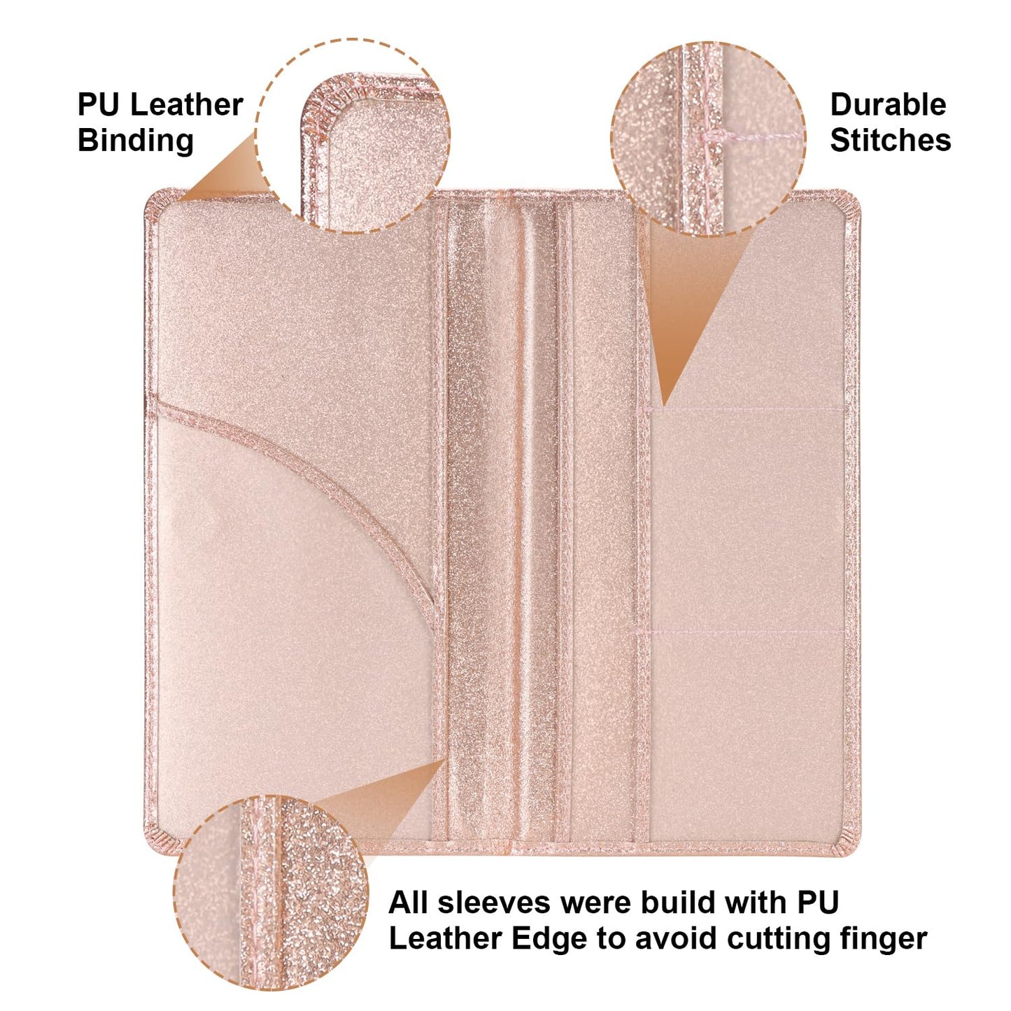 Cacturism Car Registration and Insurance Holder, Car Accessories Vehicle Glove Box Car Organizer Men Women Wallet Case with Magnetic Shut for Cards, Essential Document, Driver License, Bling Rose Gold