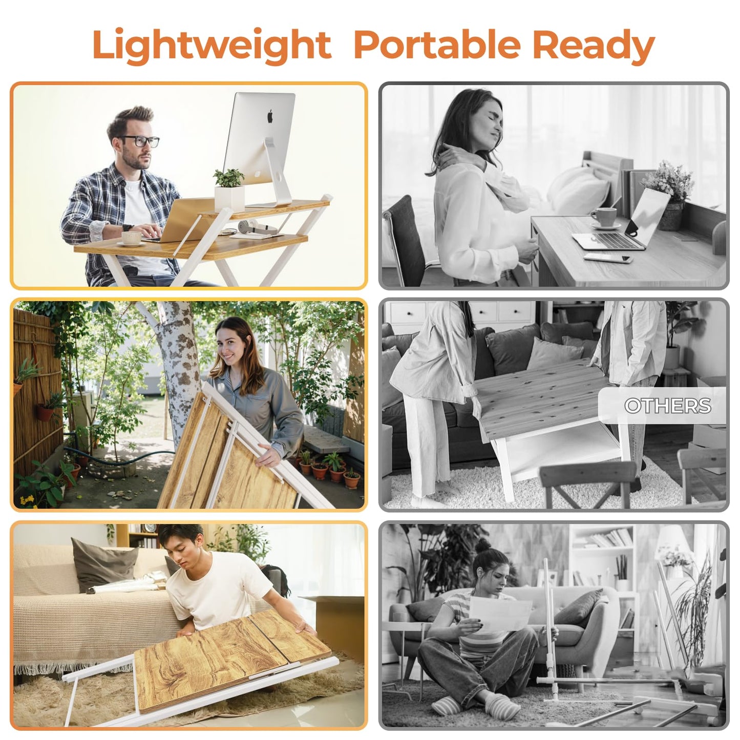 GreenForest Portable Small Desk No Assembly, 2-Tier Compact Computer Desk with Shelf, Space Saving Foldable Table for Home Office, Bedroom or Apartment, Portable Collapsible Sturdy Laptop Desk, Oak
