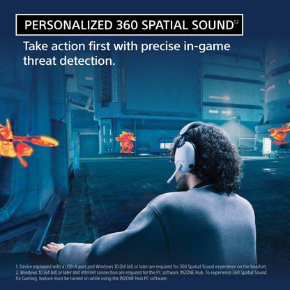 Sony INZONE H9 Gaming Headset, Wireless Noise Canceling Bluetooth Headset With Microphone, 360 Spatial Sound, For PC and PS5 (WH-G900N), White
