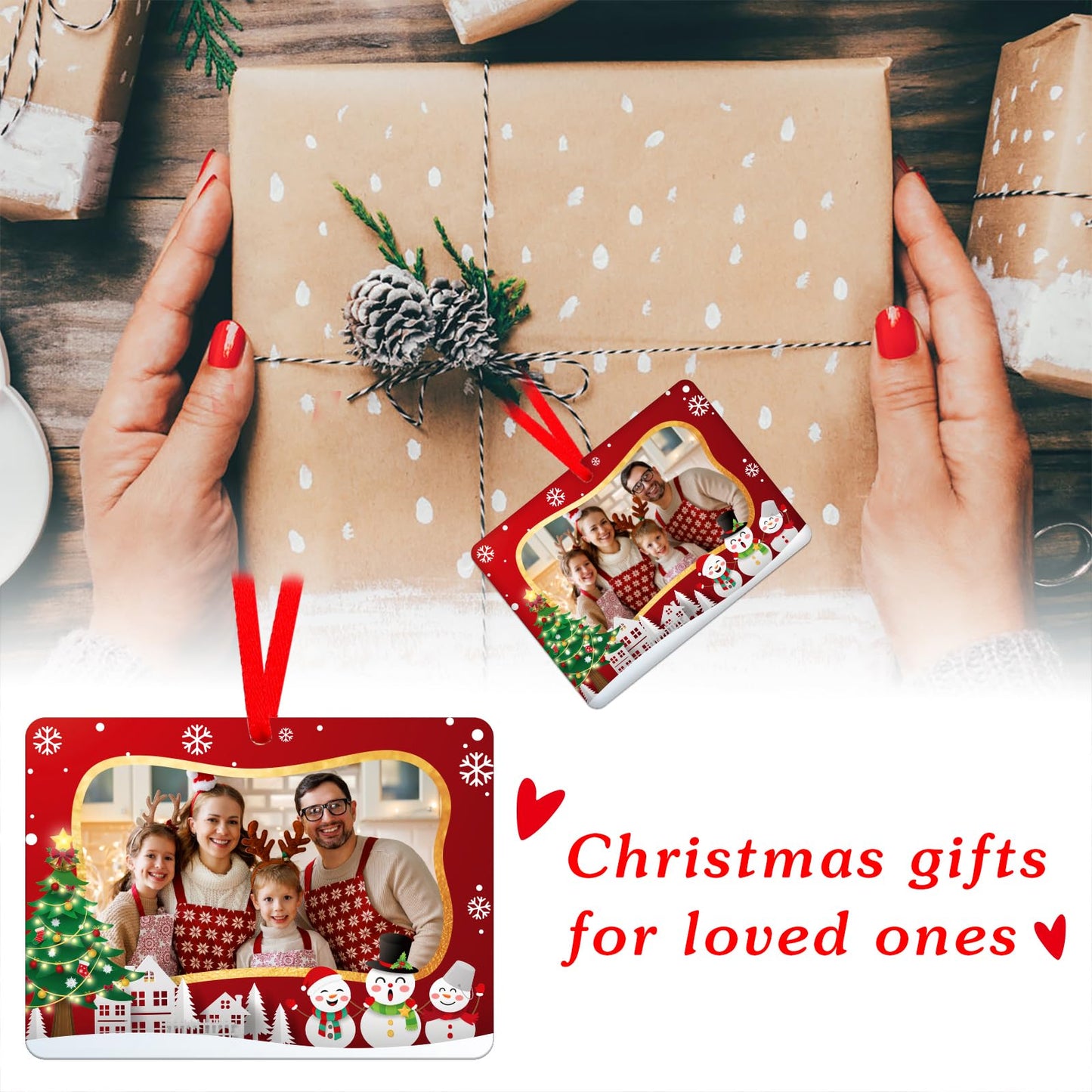 PETCEE 2025 Family Picture Frame Christmas Ornaments - Family Personalized Photo Frame Ornaments for Christmas Tree Decorations for Families Friends Women Girls Sisters