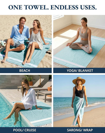 LANE LINEN Beach Towel - Beach Towels Oversized, Pre-Washed Large Beach Towels, Sandless Beach Towel, Quick Dry Travel Towel, Large Pool Towels, 39"x71" - Hunter Green