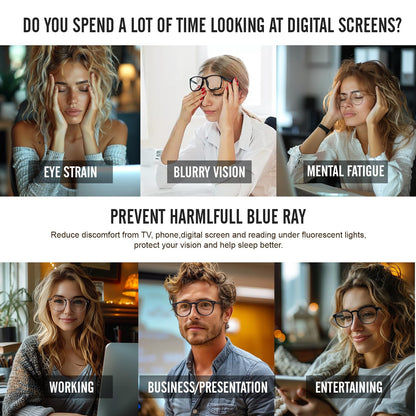 logclub 2 Pack Blue Light Glasses For Woman/Men Blue Light Blocking Glasses, Retro Round Anti Eyestrain Computer Glasses