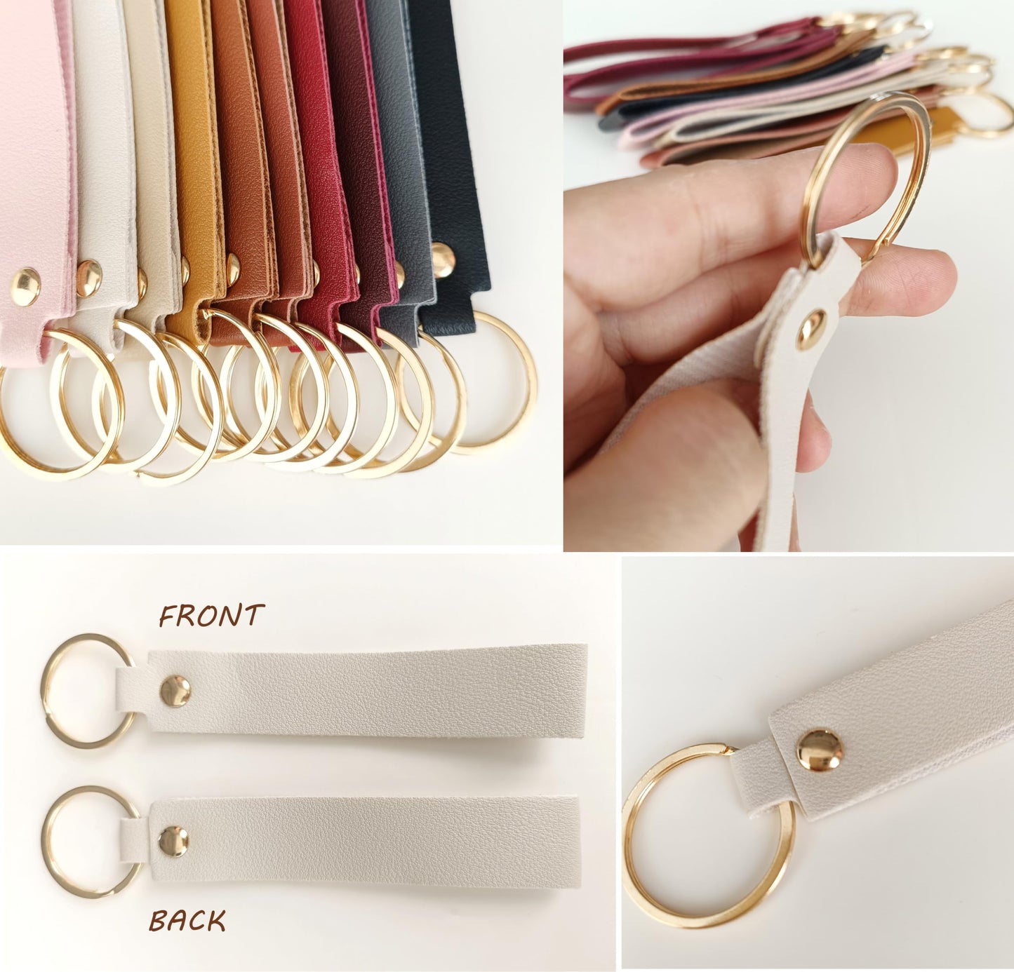 Aukousn,100 Pack Blank Leather Keychain Engraving Blanks Key Chain with Key Rings for DIY Craft 10 Colors