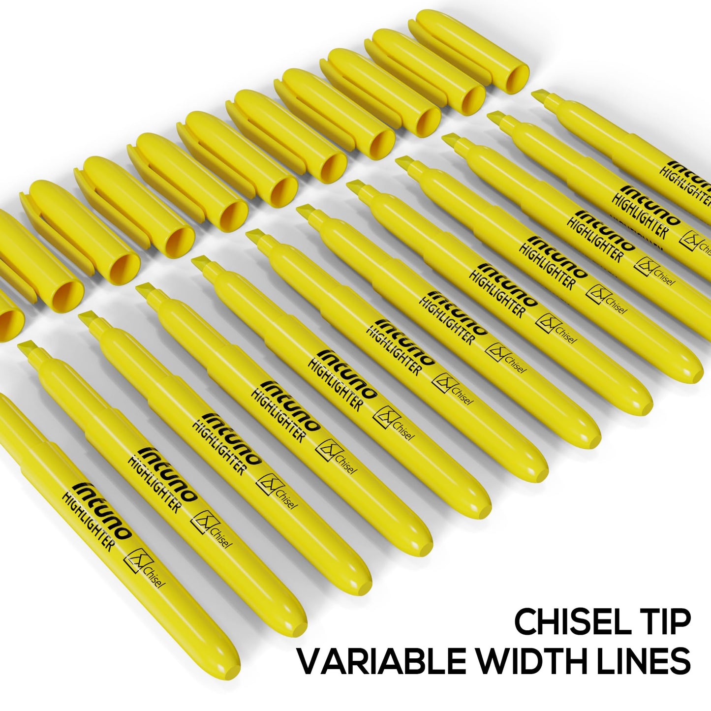 INTUNO Yellow Highlighters, 120 Count, Chisel tip, Suitable for Office Supplies, School Supplies, and Home Office Essentials