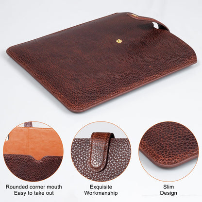 Thryxop Genuine Leather Tablet Sleeve for iPad Pro 11‘’/Air 10.9‘’/Magic Keyboard & Galaxy Tab S9/S9 FE | Slim Protective Case with Microfiber Lining (Fits Devices up to 11") - Dark Brown