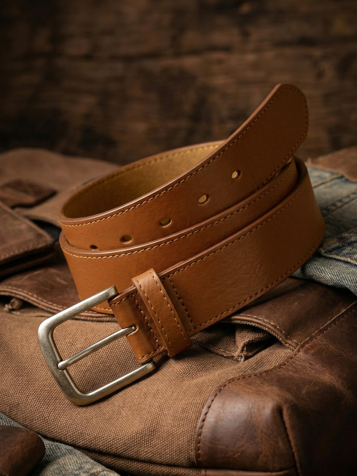 MILORDE Full Grain Leather Belt for Men, Work Belts for Men Heavy Duty, Daily Wear for Jeans Pants (Yellowish Brown 210, 32)