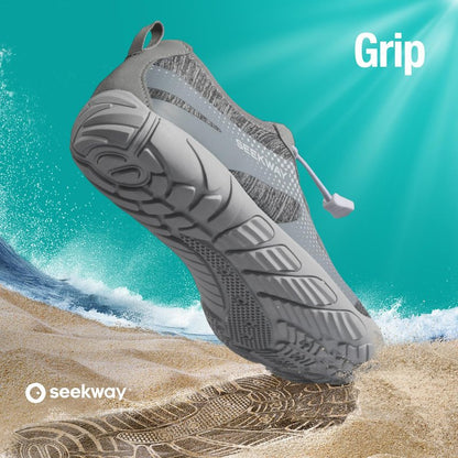 SEEKWAY Water Shoes Quick-Dry Barefoot Sports Aqua Beach Pool Swimming River Lake Hiking Kayaking Surfing Men Women AB056 Gray White SP001