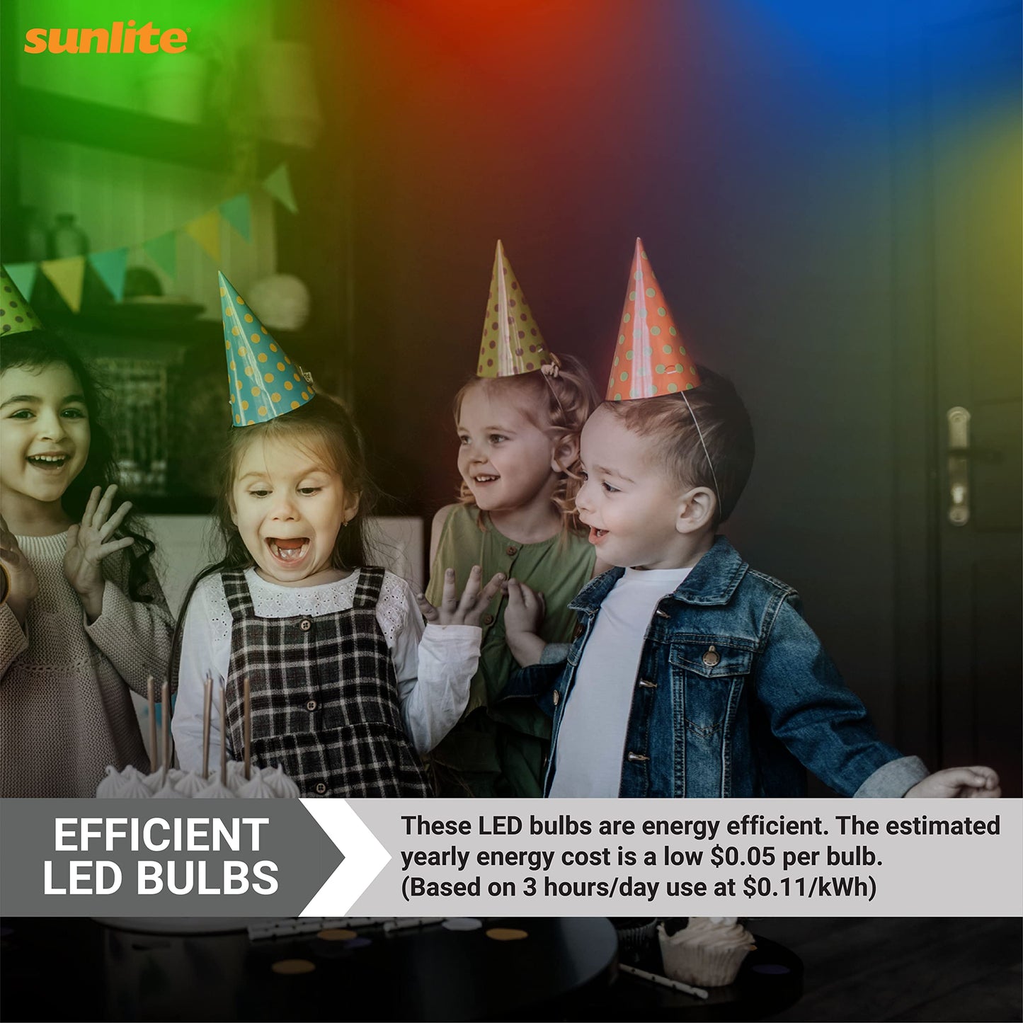 Sunlite 40462 LED C7 Holiday Decorative Light Bulb, 0.4 Watts, E12 Candelabra Base, Faceted Christmas-Lights; Nightlight, Yellow