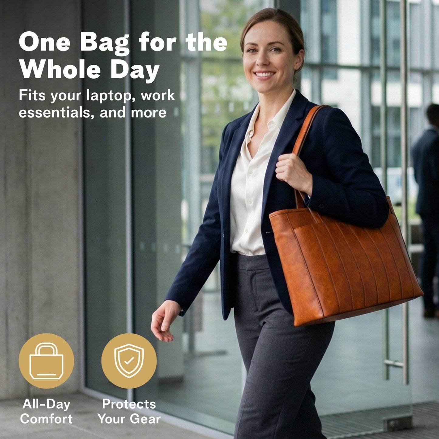 Laptop Bag for Women - 14" Vegan Leather Computer Bags for Laptops for Women - Padded Compartment - Leather Tote