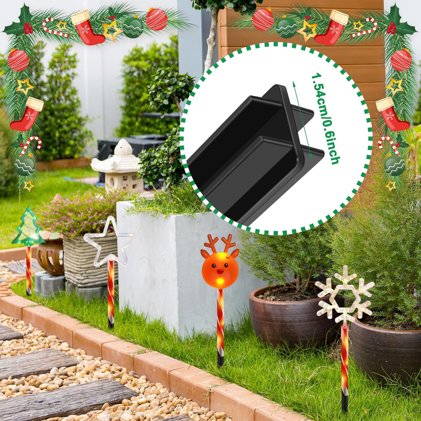 36PCS 0.6x6.05'' Replacement Stakes for Christmas Candy Cane Lights Plastic Pathway Light Spikes,Christmas Light Spike Replacer for Outdoor Candy Cane Lights Use on Path Walkway Lawn Garden
