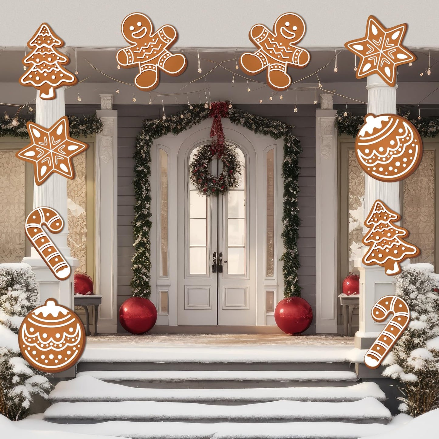 Cinrobiye Christmas Decorations Indoor Tree Picks：10 Pcs Large Gingerbread Man Christmas Tree Picks, Rustic Holiday Ornaments for Xmas Tree Topper Home Winter Party Door Car Decor (10, Gingerbread)