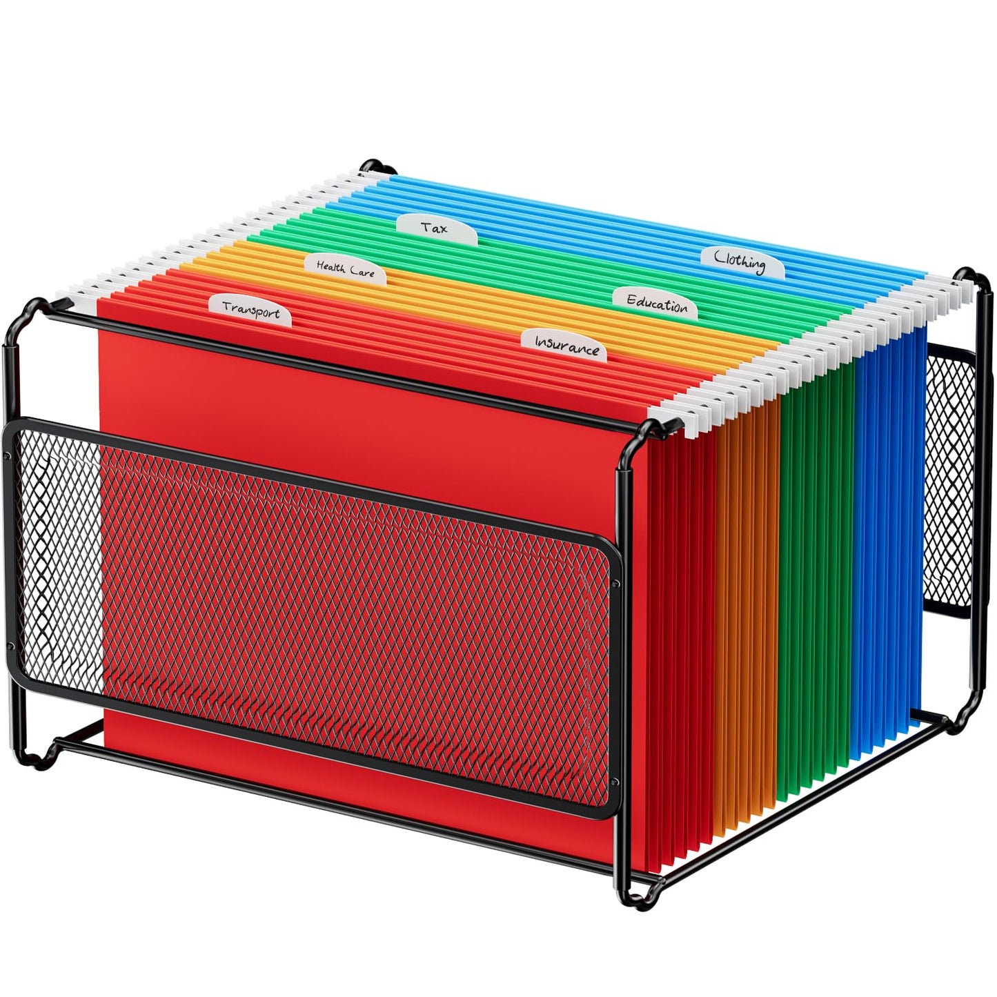 MaxGear Hanging File Organizer Box, Letter Size Hanging Folder Organizer with Smooth Rails, Metal Filing Box for Hanging File Folders, Mesh File Storage Box for Desk, Office, School, Home, Black