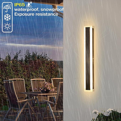24 Inch Black Outdoor Wall Light Modern LED Exterior Wall Sconce, Long LED Linear Exterior Lights 3000K for Garage Doorway Patio Stairway