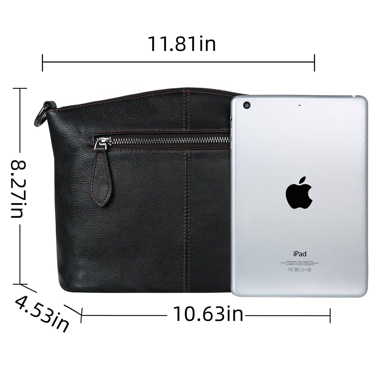 HESHE Crossbody Purses for Women Genuine Leather Purses and Handbags Designer Satchel Purse with Multi-Pockets Vintage Small Shoulder Bags Ladies Hobo Bag (Black)