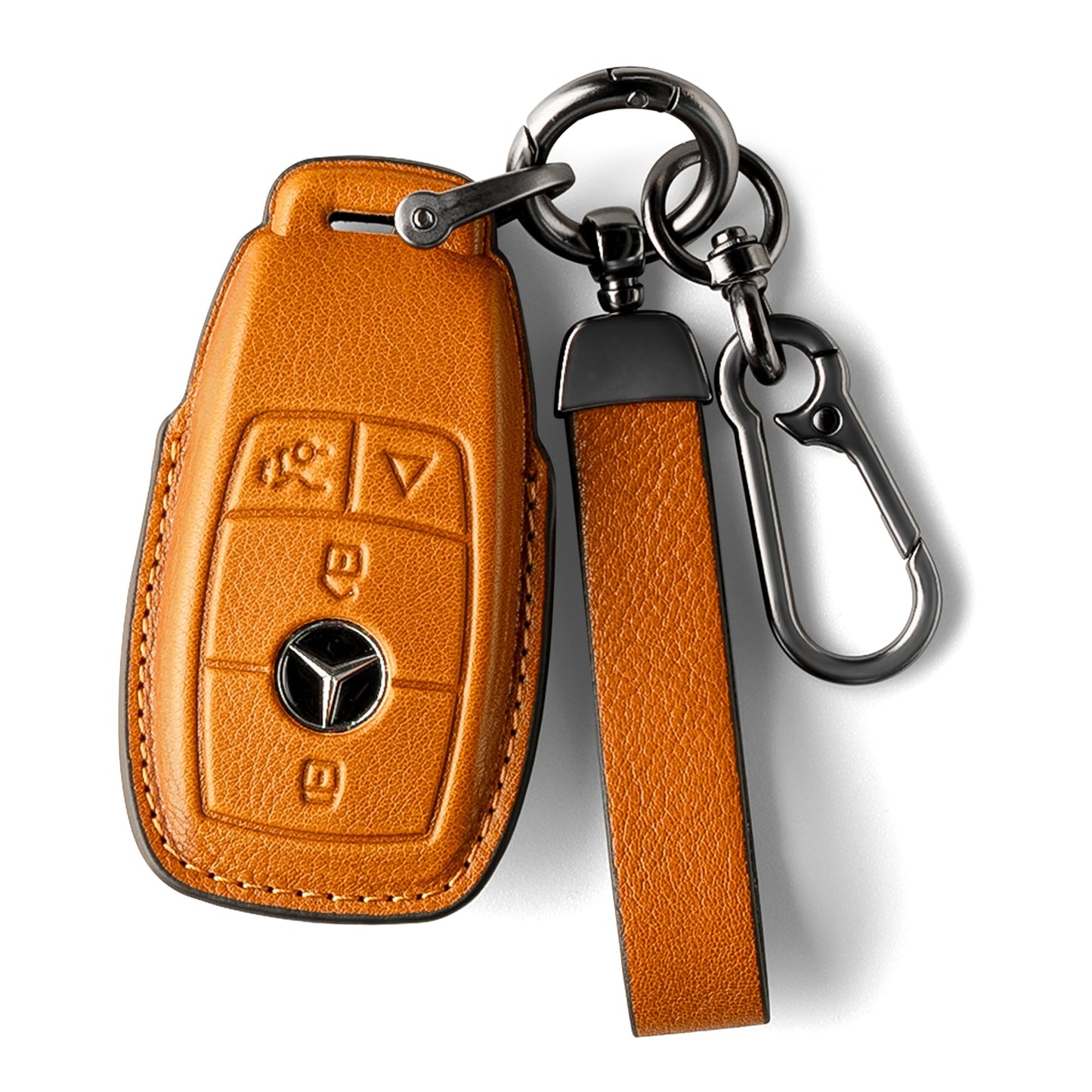 Smyfob Mercedes Benz Key Fob Cover Leather Car Key Case 2026 2025 2024 2023 2022 GLE350 GLE450 GLS450 GLS580 GLA250 GLA35 EQB CLA250 CLA35 CLA45 AMG GT