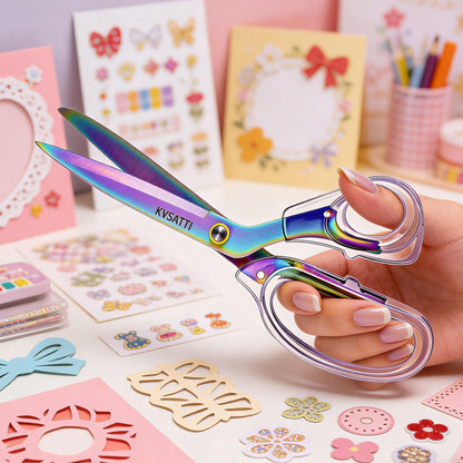 9"Office Scissors for Desk,Craft Scissors,Sharp Titanium Coated Stainless Steel Blades, for Art School Supplies and Daily Family Use/Colour