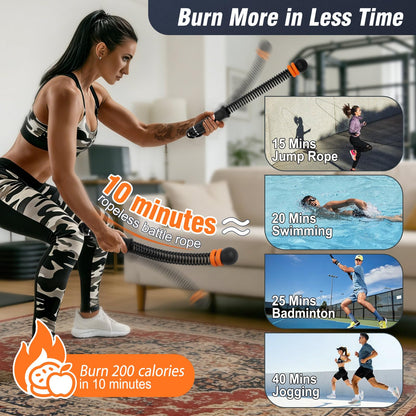 QWBthnk Adjustable Ropeless Battle Ropes, Weighted Cordless Battle Ropes for Home Gym, Quiet Non-Slip Exercise Ropes for Home Workout, Portable Battle Rope for HIIT Strength & Low-Impact Cardio