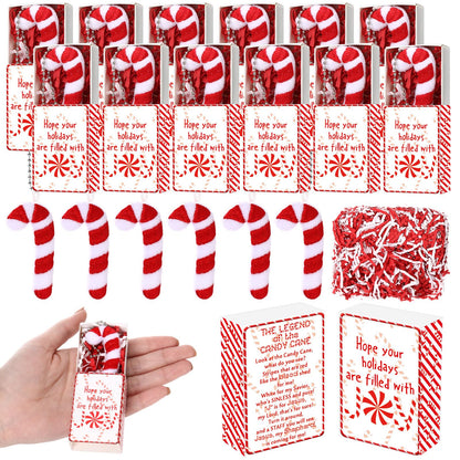 Soulchen 30 Set Christmas Candy Cane Story Gift Mini Plush Keychain with Legend of The Candy Cane Gift Box Xmas Stocking Stuffer Jesus Christian Party Favor for Church Teacher Coworker