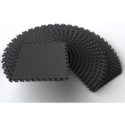 BalanceFrom Puzzle Exercise Mat 1/2" Thick, EVA Interlocking Foam Floor Tiles for Home Gym, Mat for Home Workout Equipment, Floor Padding for Kids, Black, 24 in x 24 in x 1/2 in, 144 Sq Ft - 36 Tiles