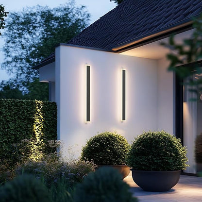Tipace Modern LED Outdoor Sconce 31.5IN 24W Black Exterior Wall Light Fixture 2pack Long Outdoor Wall-Mounted Lamp Fixture with Frosted Acrylic for Patio,Porch,Courtyard (3000K)