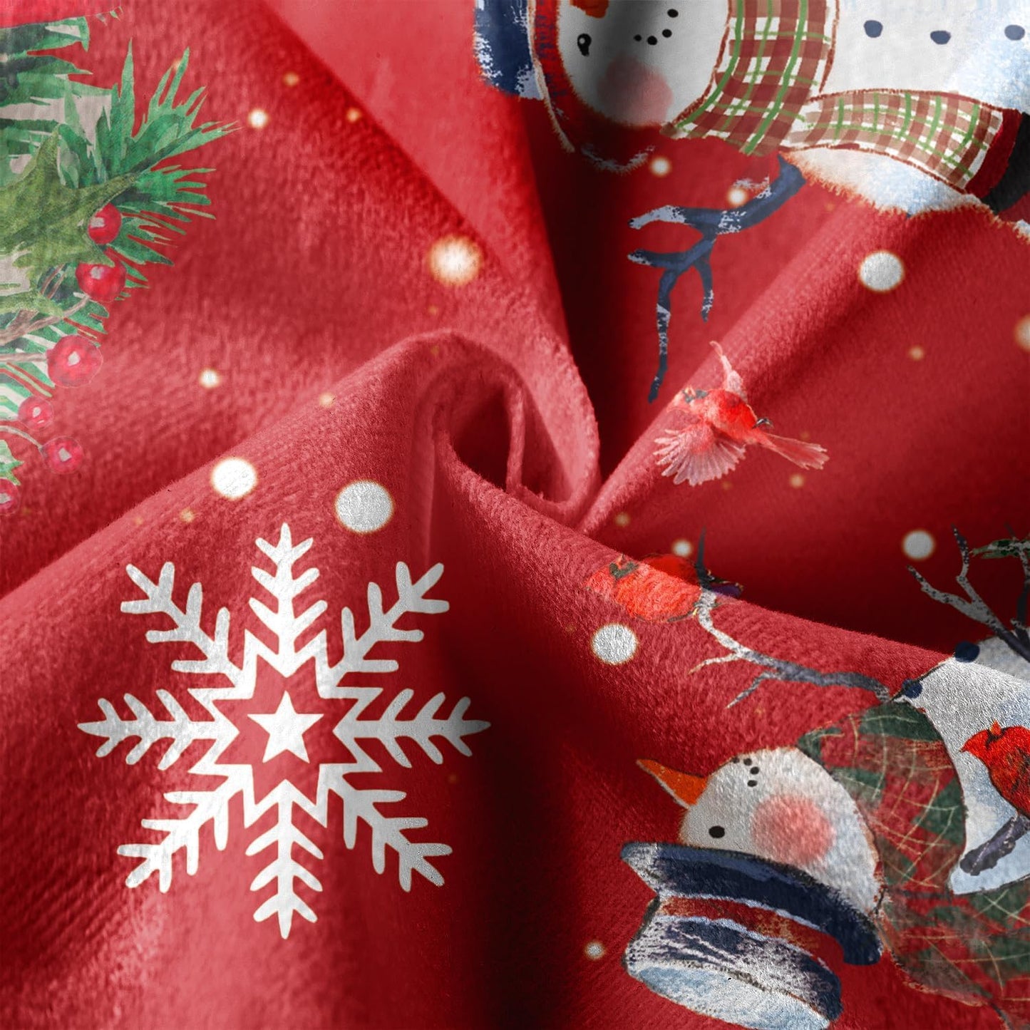 EKOREST Snowman Christmas Tree Skirt 48 Inches, Red Backgrond Snowflake Pencil Tree Skirt, Winter Xmas Tree Mat Decorations for Home Party Holiday Decorations