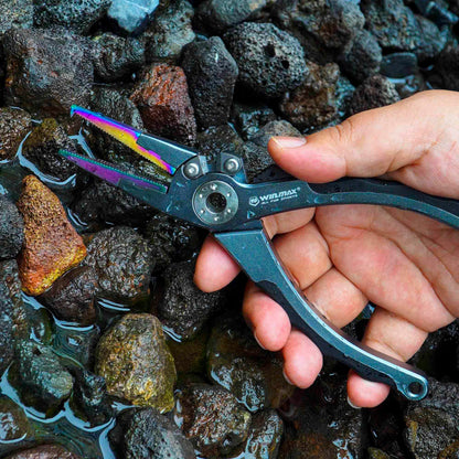 Fishing Pliers for Saltwater & Freshwater, with line Cutter, 6 or 7.5 inch, Hook Remover Pliers, SUS420 Jaws with Titanium Coating, Tungsten Carbide Cutter (Black, 7.5 inch)