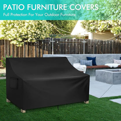 WLEAFJ Patio Sofa Cover Waterproof, Outdoor Loveseat Cover, Heavy Duty Outdoor Couch Cover, Large Lawn Patio Furniture Covers with Air Vent, 58’’ W x 40’’ D x 31’’ H